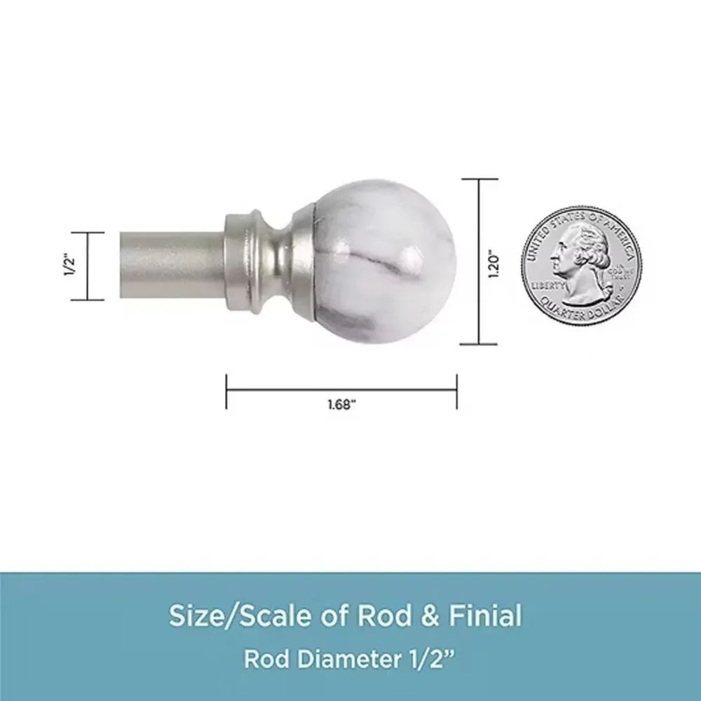 Kenney Jillian Petite Marble Ball 1/2 IN Adjustable Curtain Rod